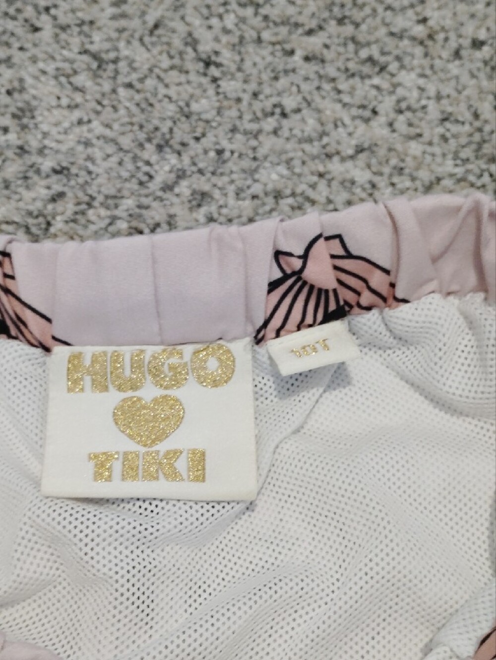Girls' Pink Shell-Print Swim Trunks with Drawstring - Picture 2 of 4
